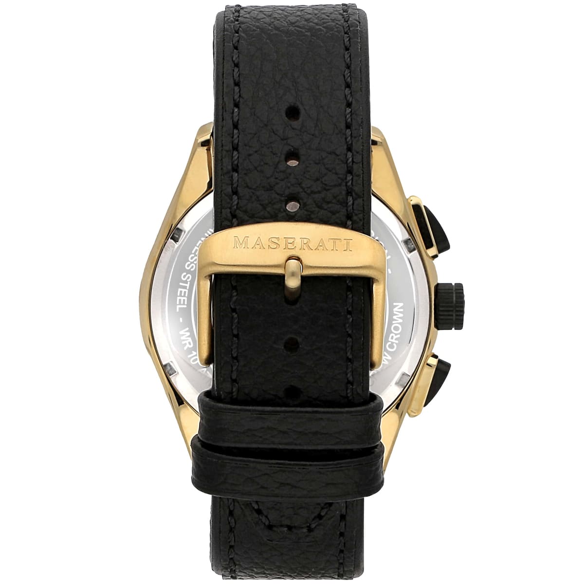 Maserati Traguardo R8871612033 Gold-Tone Black Dial Leather Men's Watch
