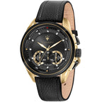 Maserati Traguardo R8871612033 Gold-Tone Black Dial Leather Men's Watch