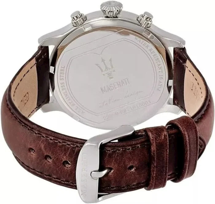Maserati Epoca R8871618001 Silver Rose Gold Blue Dial Leather Men's Watch