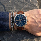 Maserati Epoca R8871618001 Silver Rose Gold Blue Dial Leather Men's Watch