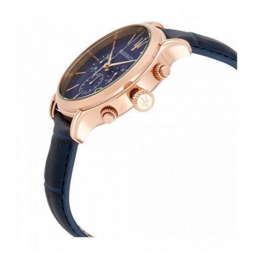 Maserati Epoca R8871618007 Rose Gold Blue Leather Men's Watch