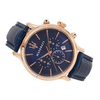 Maserati Epoca R8871618007 Rose Gold Blue Leather Men's Watch