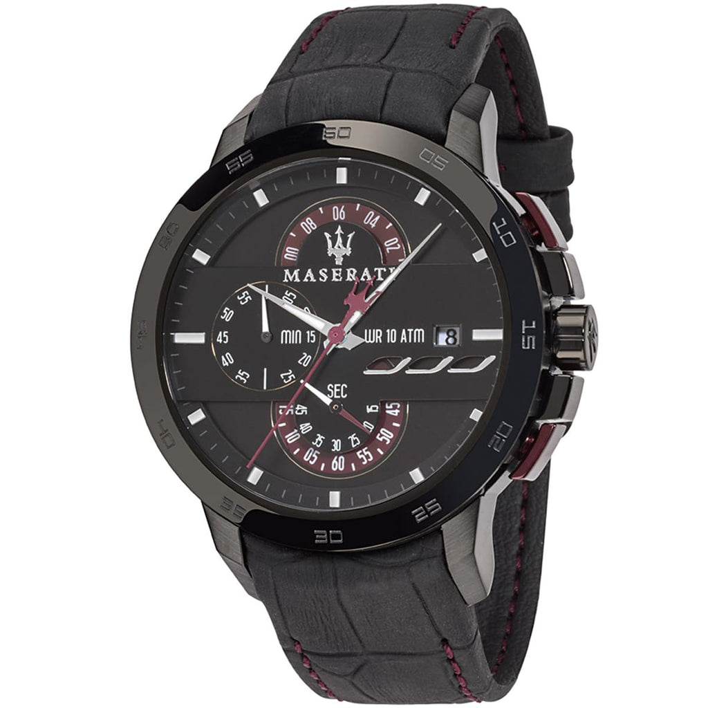 Maserati Ingegno R8871619003 Gunmetal Case Black Dial Leather Men's Watch
