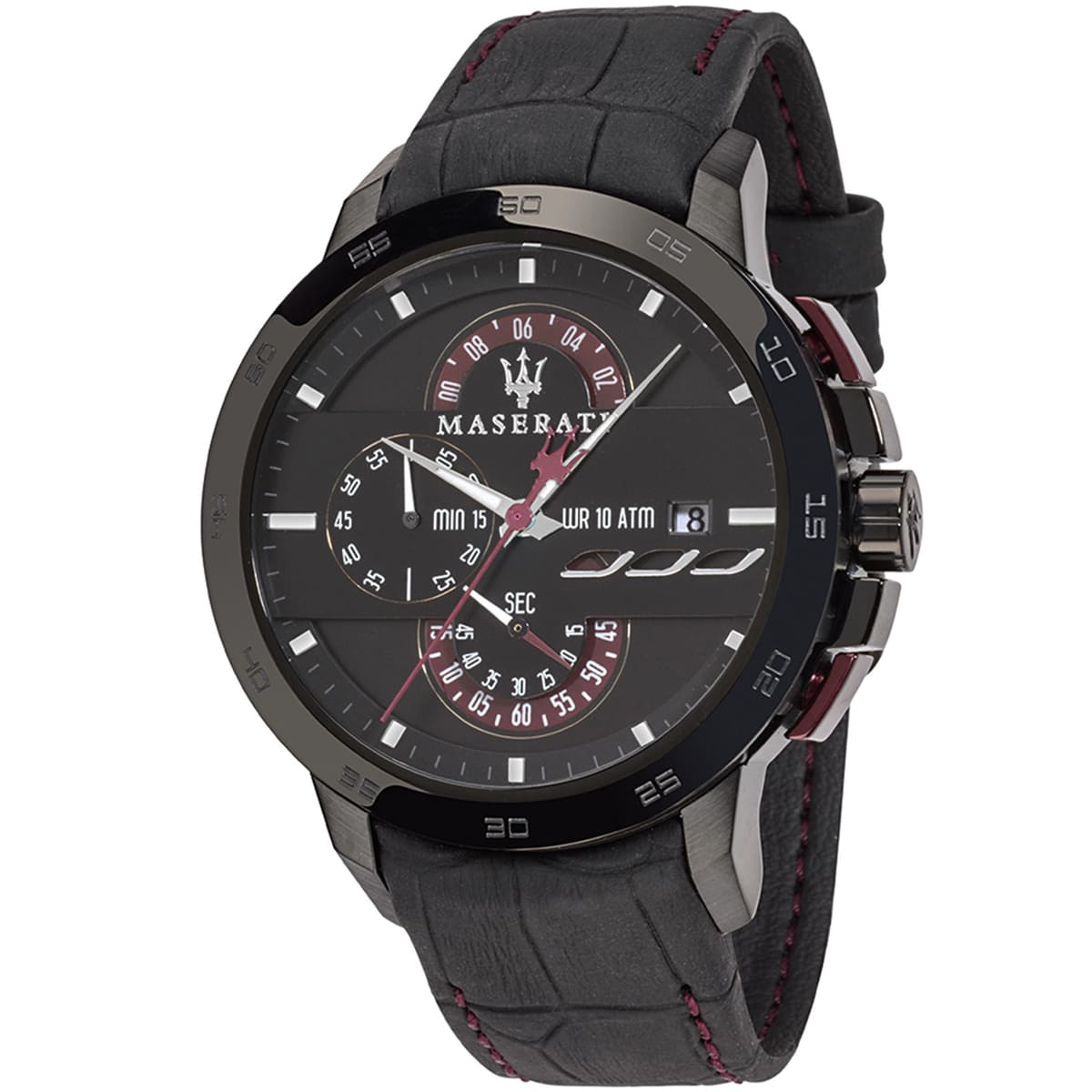 Maserati Ingegno R8871619003 Gunmetal Case Black Dial Leather Men's Watch