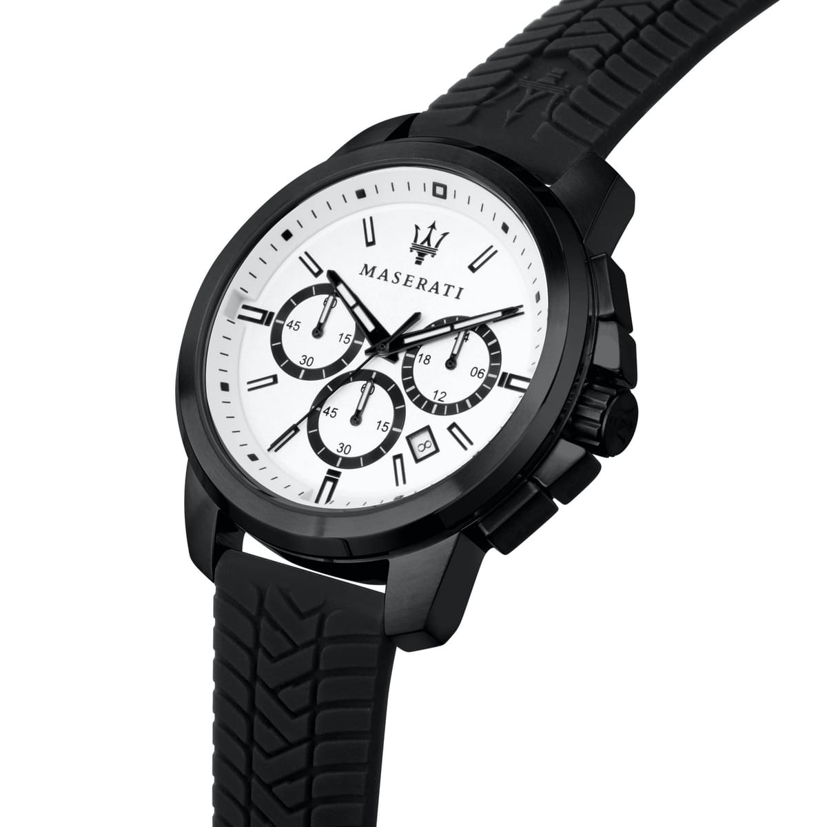 Maserati Successo R8871621010 Black Case White Dial Rubber Men's Watch