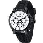 Maserati Successo R8871621010 Black Case White Dial Rubber Men's Watch