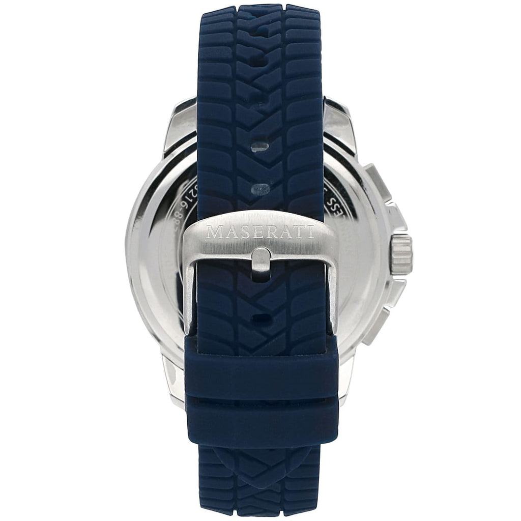 Maserati Successo R8871621013 Silver Dial Blue Rubber Men's Watch