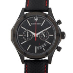 Maserati Circuito R8871627004 All Black Red Stitching Leather Men's Watch