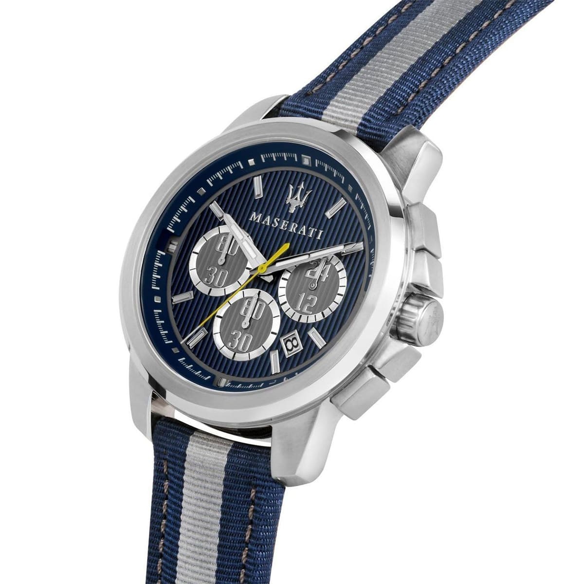 Maserati Royale R8871637001 Silver-Tone Blue Dial Fabric Strap Men's Watch