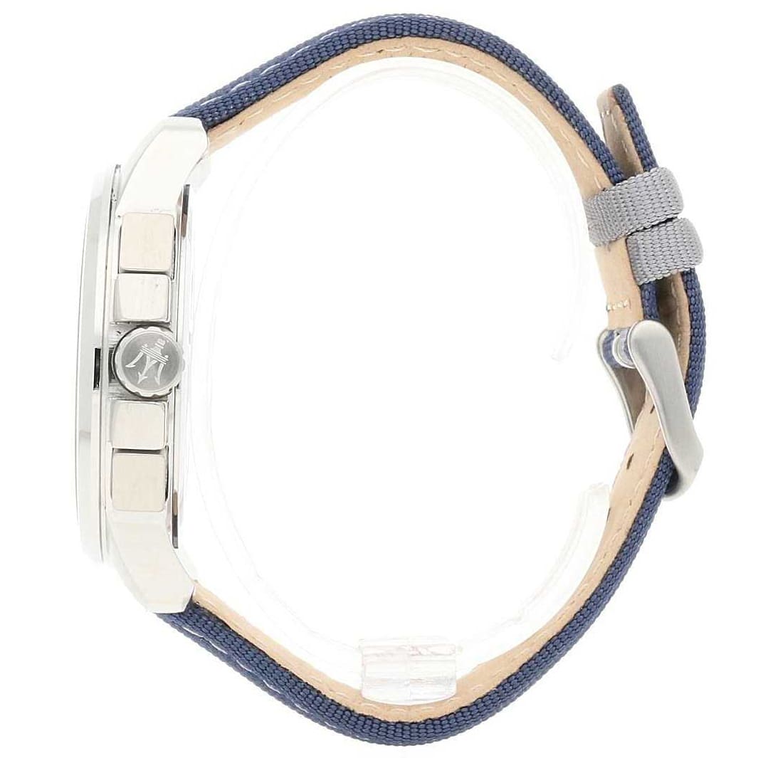 Maserati Royale R8871637001 Silver-Tone Blue Dial Fabric Strap Men's Watch