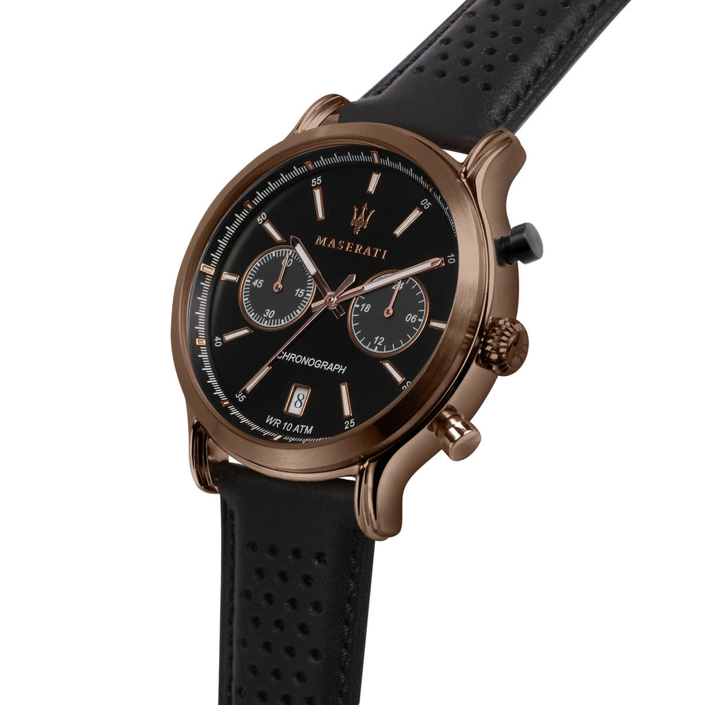Maserati Legend R8871638001 Bronze-Tone Black Dial Leather Men's Watch