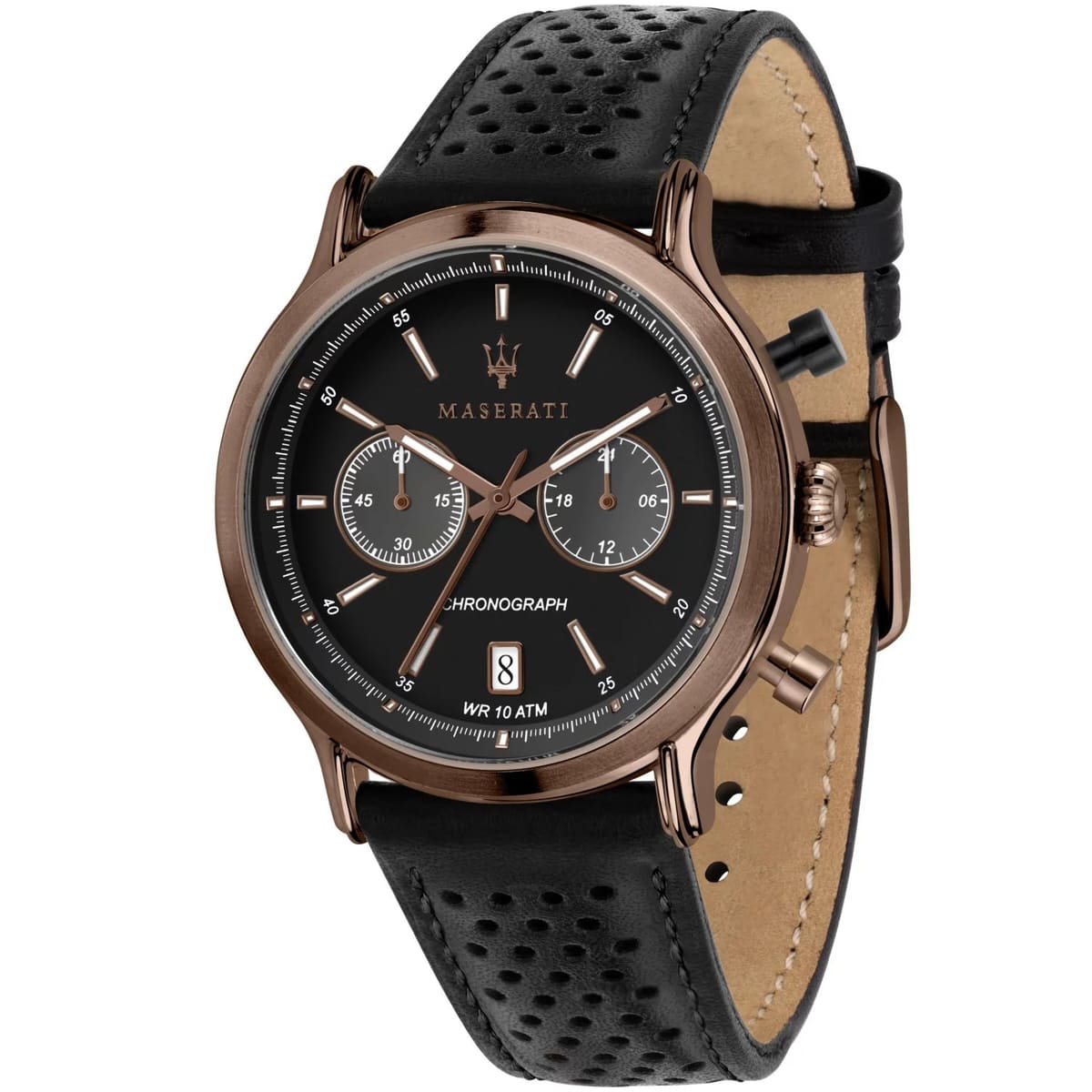 Maserati Legend R8871638001 Bronze-Tone Black Dial Leather Men's Watch