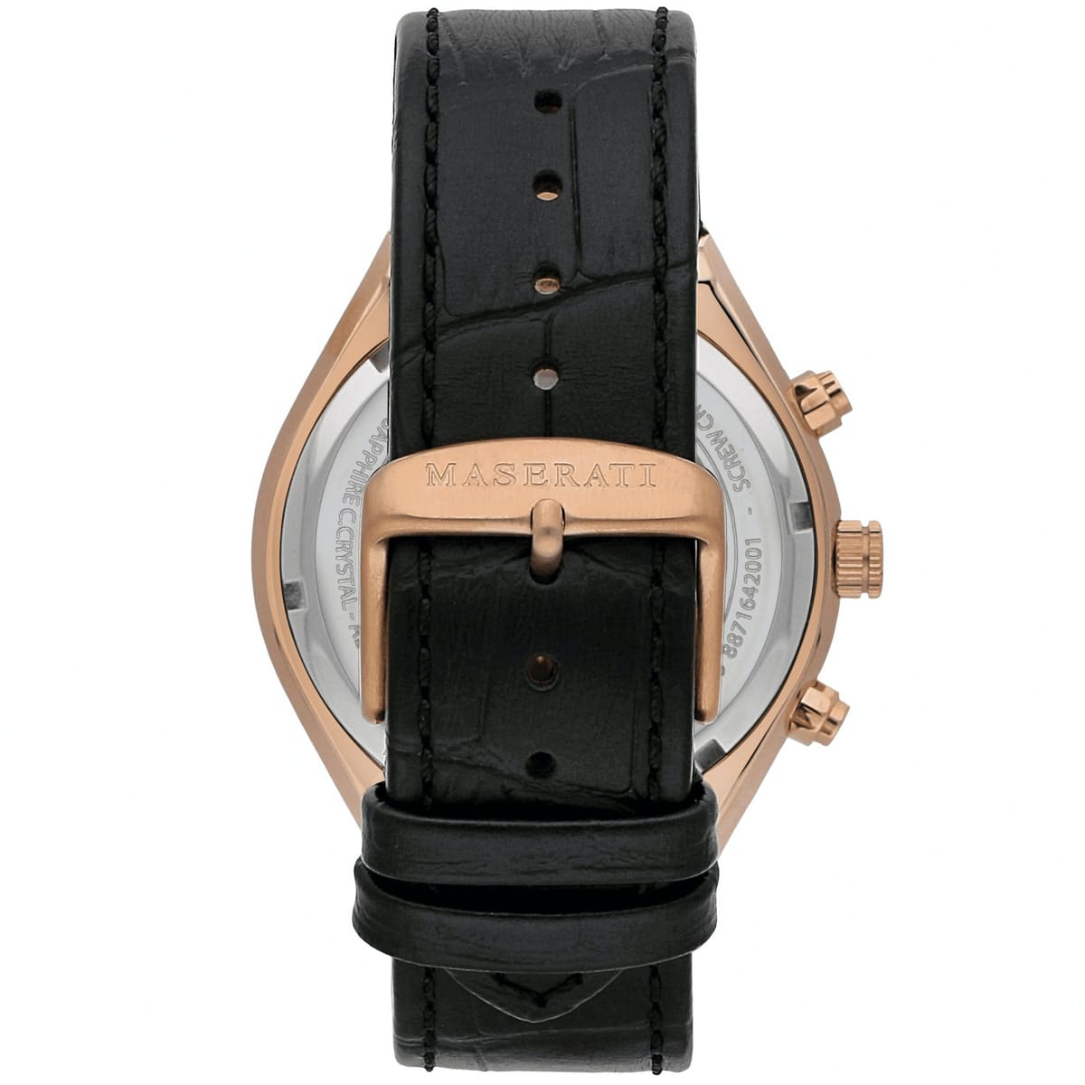 Maserati Stile Chronograph R8871642001 Rose Gold Black Dial Leather Men's Watch