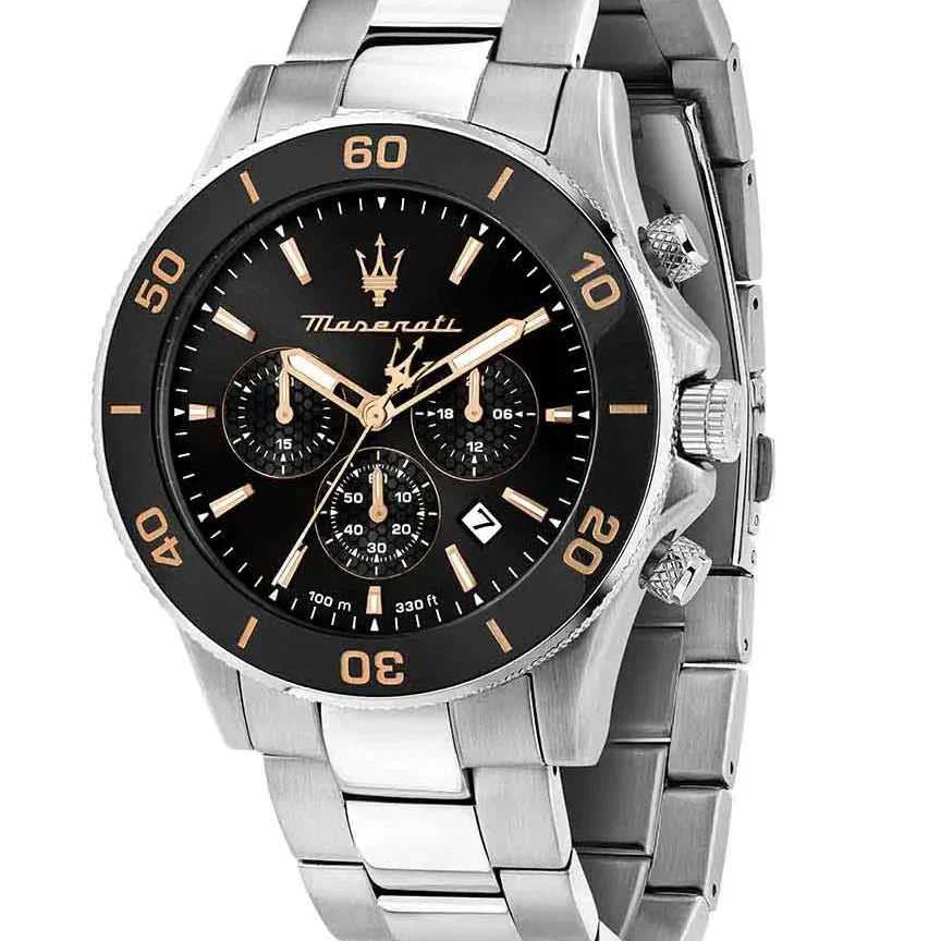 Maserati Competizione R8873600003 Silver & Rose Gold Black Dial Watch