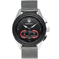 Maserati Traguardo R8873612005 Men's Silver Mesh Strap Black Chronograph Watch