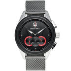 Maserati Traguardo R8873612005 Men's Silver Mesh Strap Black Chronograph Watch