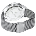 Maserati Traguardo R8873612005 Men's Silver Mesh Strap Black Chronograph Watch