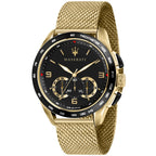 Maserati Traguardo R8873612010 Gold-Tone Black Dial Mesh Men's Watch