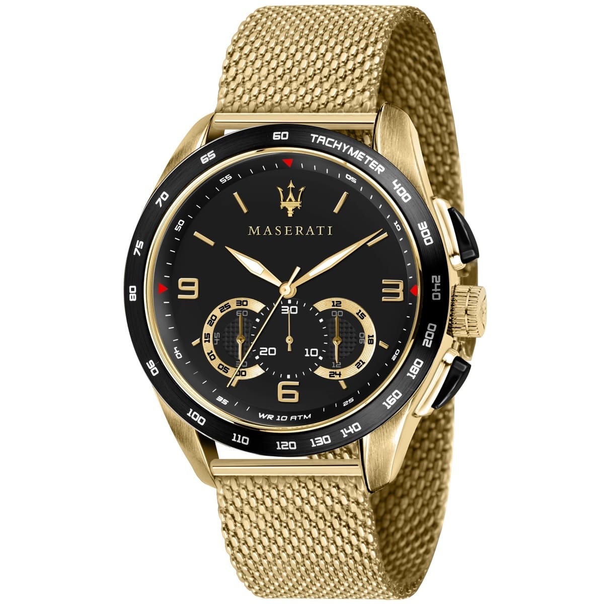 Maserati Traguardo R8873612010 Gold-Tone Black Dial Mesh Men's Watch