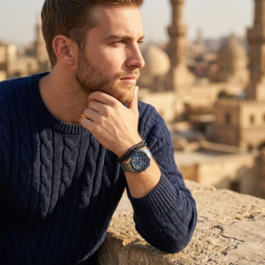 ساعة مازيراتي تراجوارد R8873612014 للرجال بلون فضي ومينا أزرق