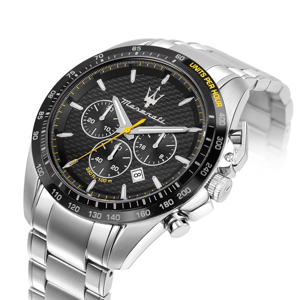 Maserati Traguardo R8873612042 Silver-Tone Black Carbon Dial Men's Watch