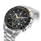 Maserati Traguardo R8873612042 Silver-Tone Black Carbon Dial Men's Watch