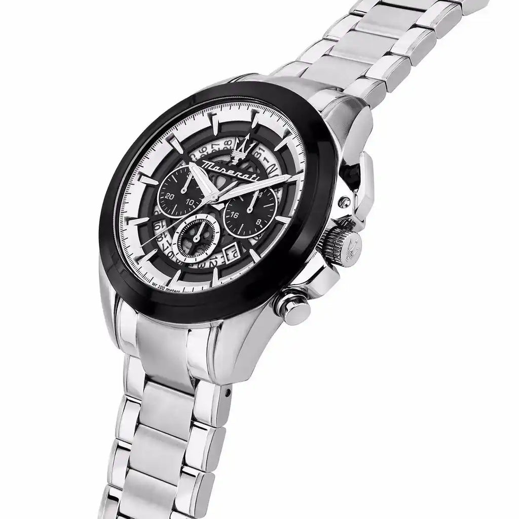 Maserati Traguardo R8873612059 Silver Black Skeleton Dial Metal Men's Watch