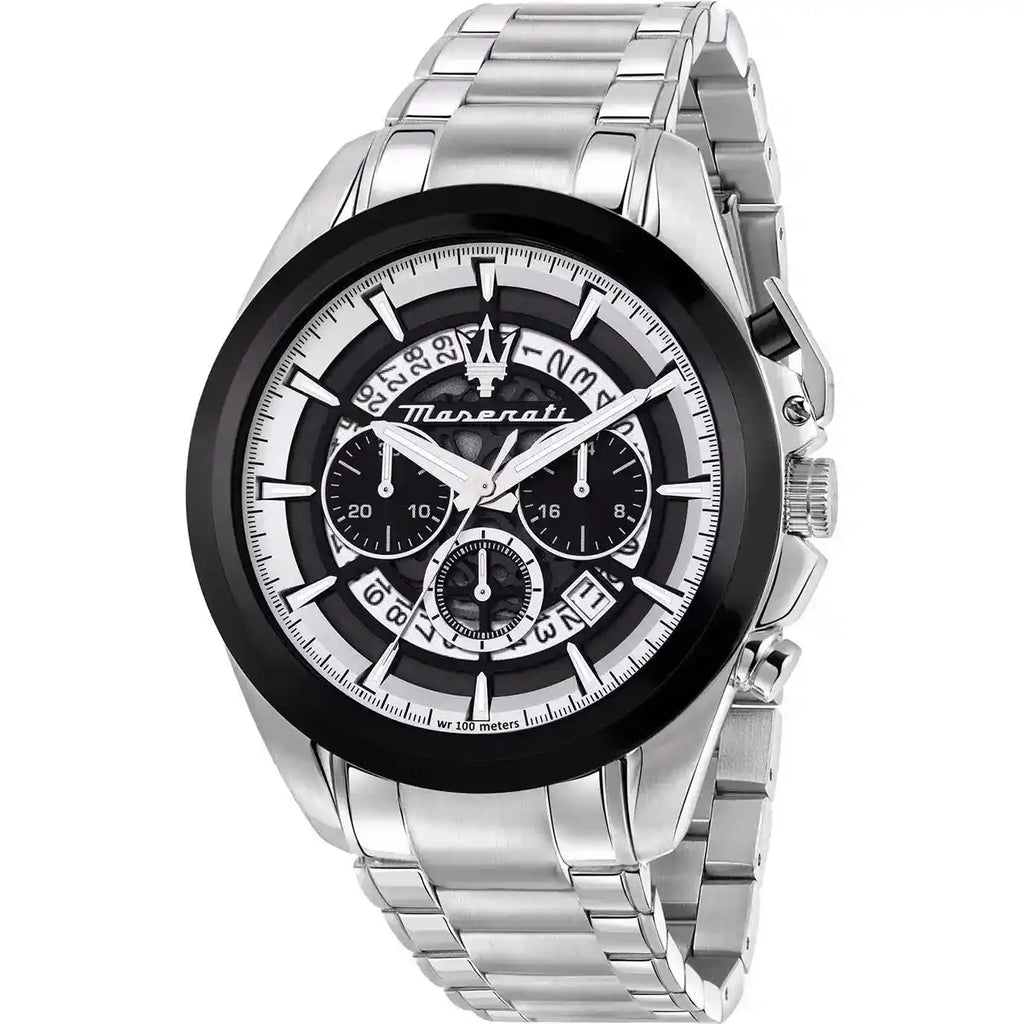 Maserati Traguardo R8873612059 Silver Black Skeleton Dial Metal Men's Watch