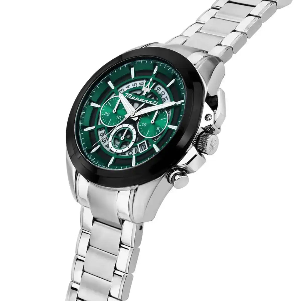 Maserati Traguardo R8873612060 Silver Green Skeleton Dial Metal Men's Watch
