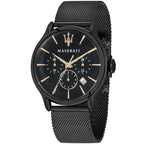 Maserati Epoca Chronograph R8873618006 Black Mesh Rose Gold Accents Men's Watch