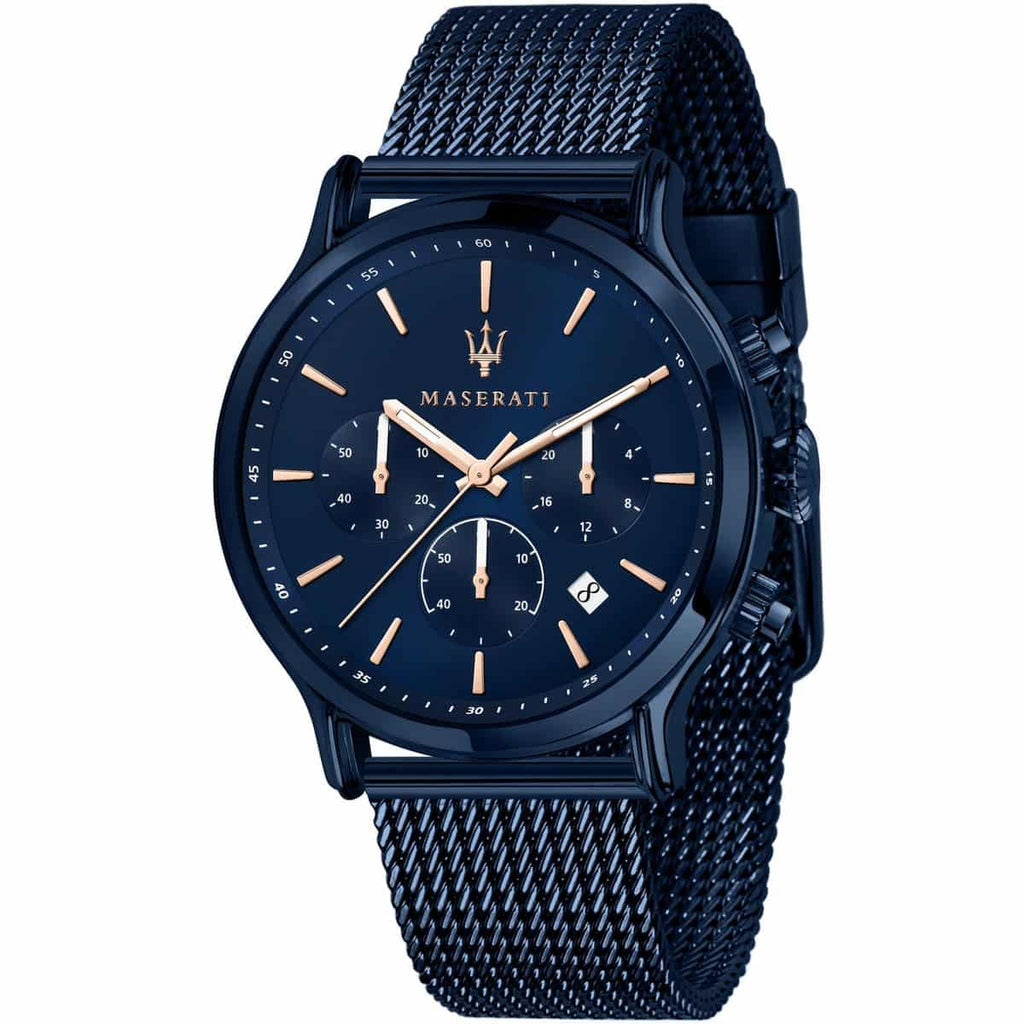 Maserati Epoca R8873618010 All Blue Rose Gold Accents Mesh Men's Watch