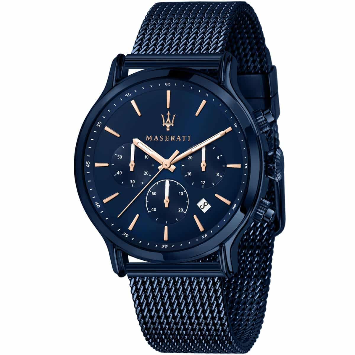 Maserati Epoca R8873618010 All Blue Rose Gold Accents Mesh Men's Watch