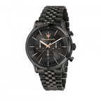 Maserati Epoca R8873618019 Full Black Jubilee Bracelet Rose Gold Accents Watch