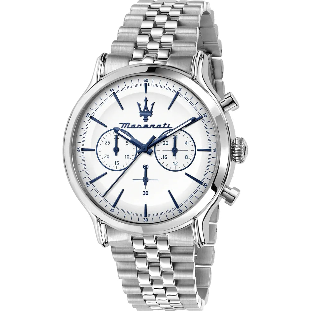 Maserati Epoca R8873618034 Silver Jubilee Bracelet White Dial Men's Watch