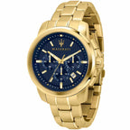 Maserati Successo R8873621021 Gold Tone Textured Blue Dial Men's Watch