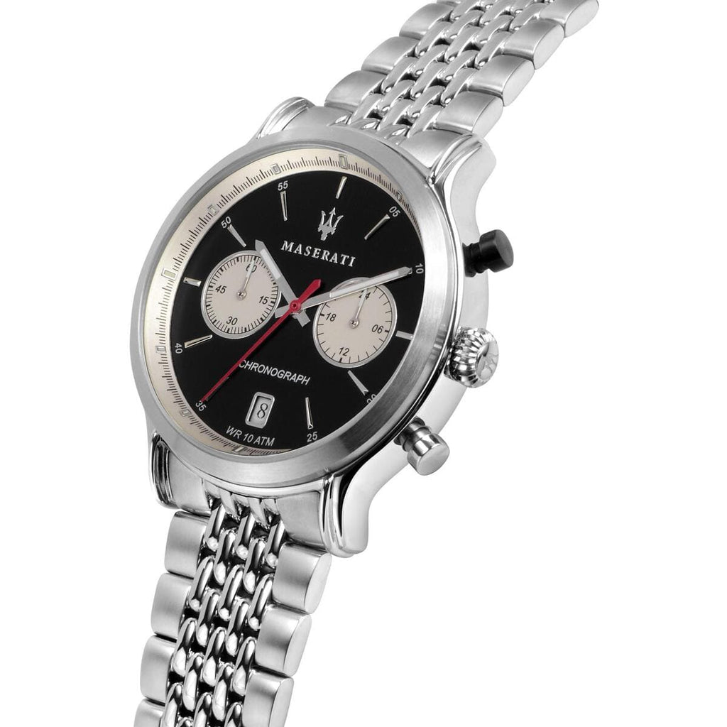 Maserati Legend R8873638001 Silver-Tone Black Panda Dial Men's Watch