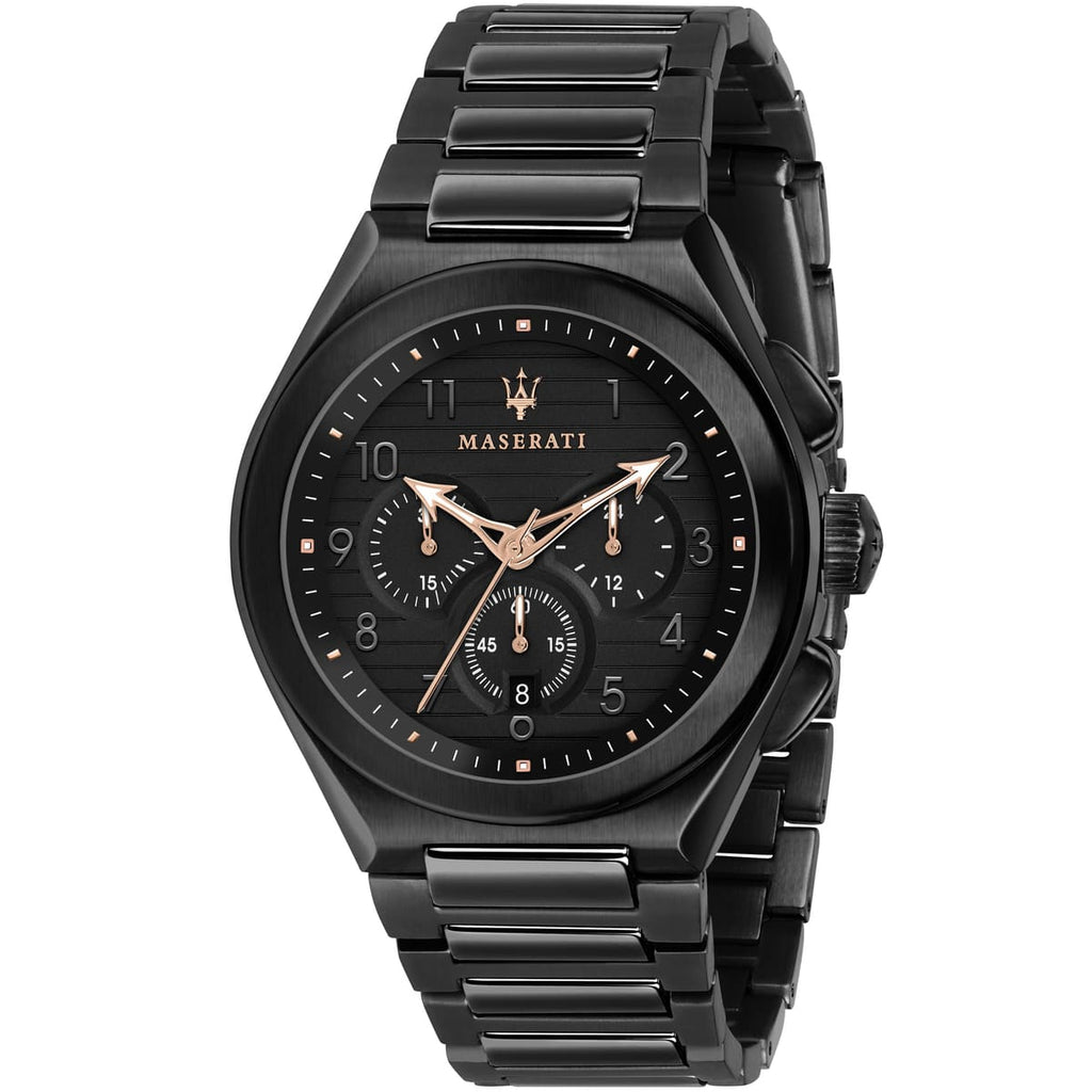 Maserati Triconic R8873639003 Men's Full Black & Rose Gold Chronograph Watch