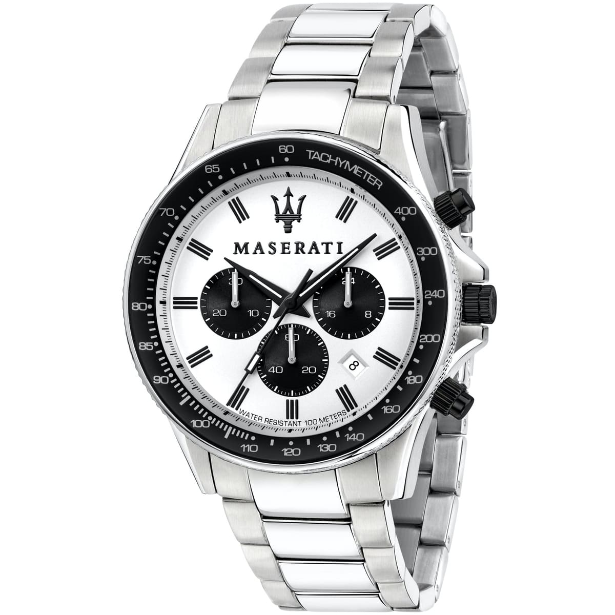 Maserati Sfida R8873640003 Silver-Tone White Panda Dial Men's Watch