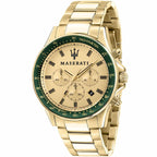 Maserati Sfida R8873640005 Full Gold Green Bezel Chronograph Men's Watch