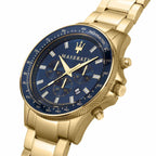 Maserati Sfida R8873640008 Gold Metal Blue Racing Dial Men's Watch