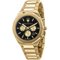 Maserati Stile Chronograph R8873642001 Full Gold Black Dial Men's Watch