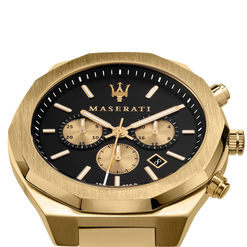 Maserati Stile Chronograph R8873642001 Full Gold Black Dial Men's Watch