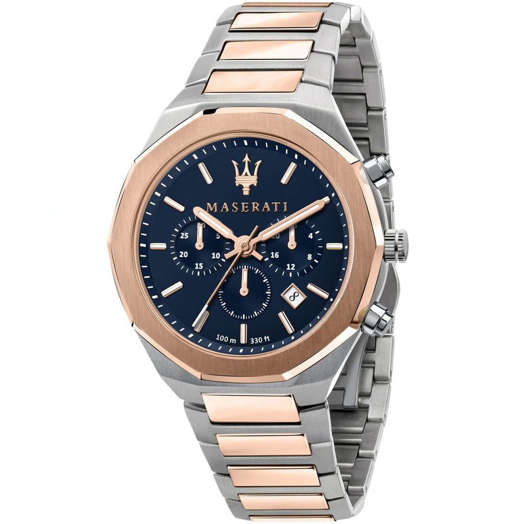 Maserati Stile R8873642002 Two-Tone Silver & Rose Gold Blue Dial Watch