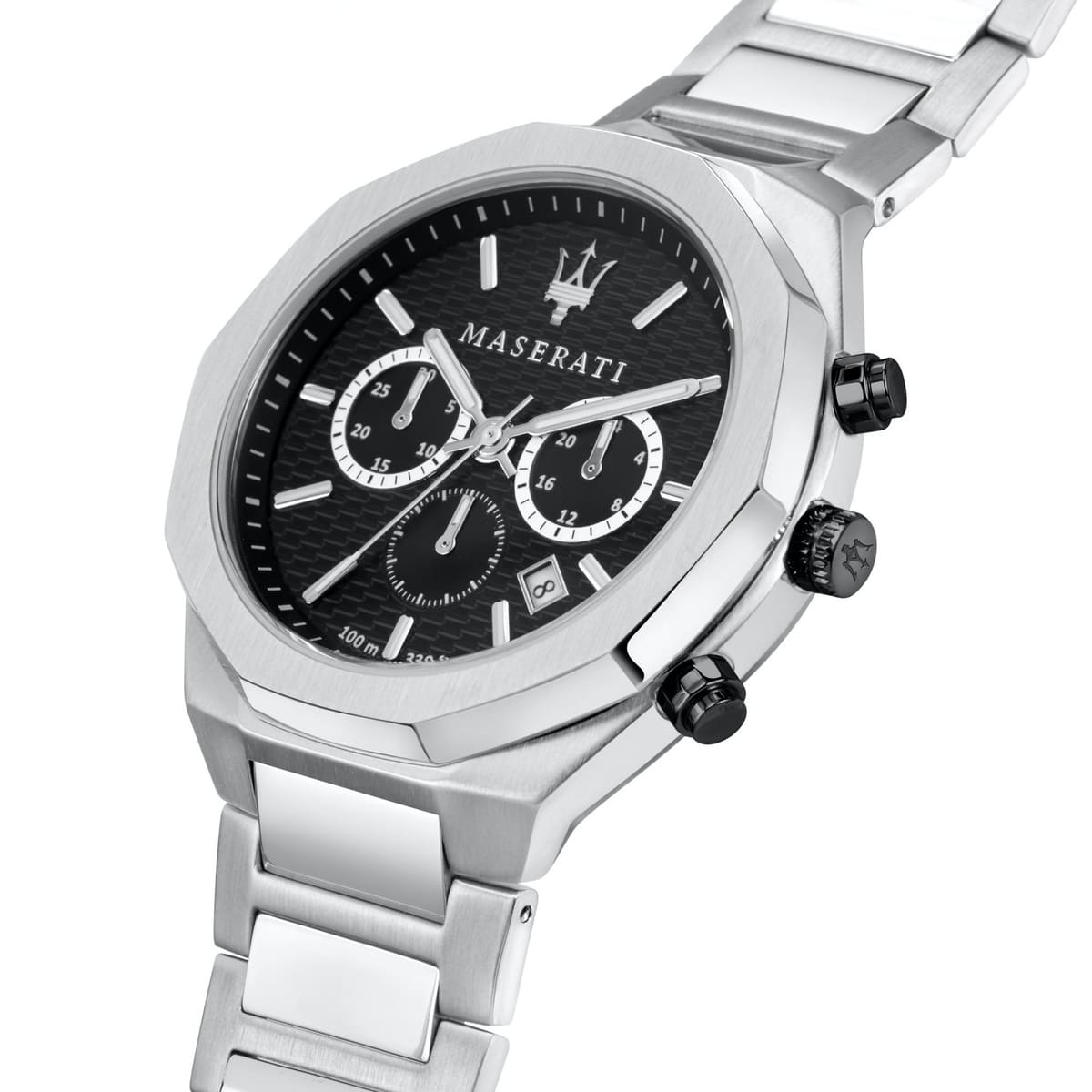 Maserati Stile R8873642004 Silver-Tone Black Textured Dial Men's Watch