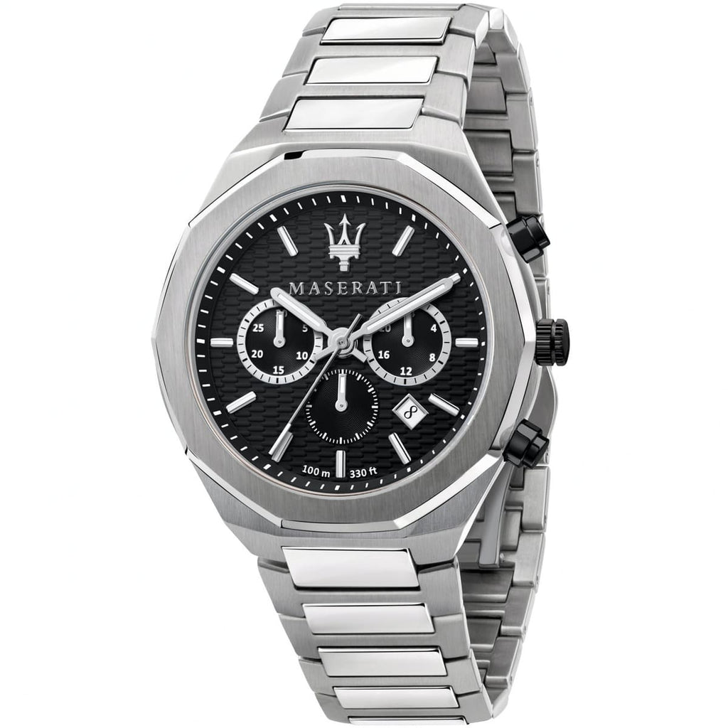 Maserati Stile R8873642004 Silver-Tone Black Textured Dial Men's Watch