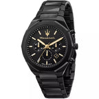 Maserati Stile R8873642005 Full Black PVD Gold Tone Accents Watch