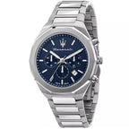 Maserati Stile R8873642006 Silver Case Textured Blue Dial Chronograph Watch