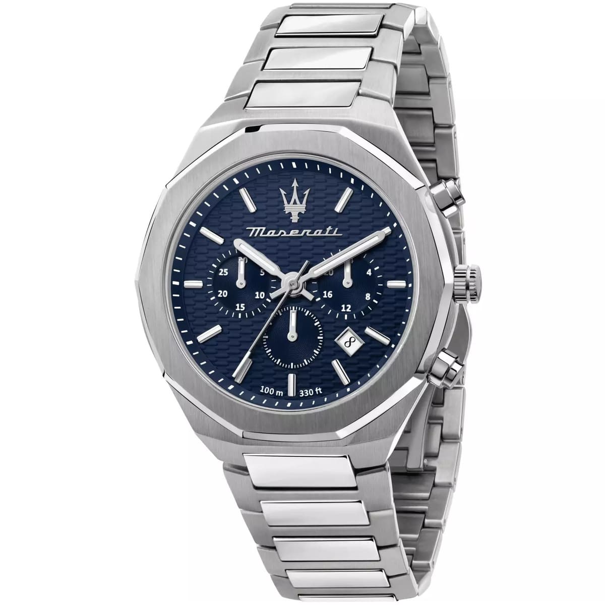 Maserati Stile R8873642006 Silver Case Textured Blue Dial Chronograph Watch