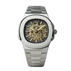 PATEK PHILIPPE CHRONOGRAPH WATCH black WITH STAINLESS STEEL SILVER BELT