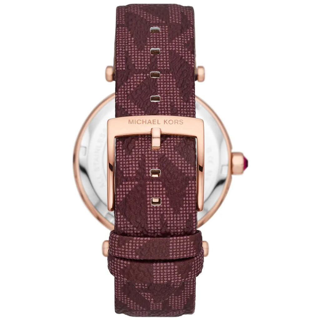 Michael Kors Parker MK2974 Rose Gold Watch with Burgundy Genuine Leather Strap